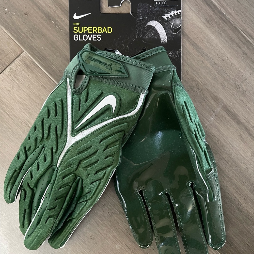 NIKE SUPERBAD 6.0 FOOTBALL GLOVES MICHIGAN STATE TEAM ISSUE GREEN DX4497-303 XL